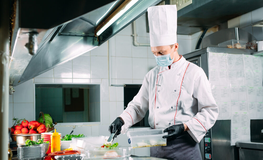 chef using full equipment to stay safety